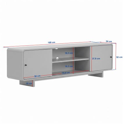 Tv-meubel KABIN 180x34 cm eiken