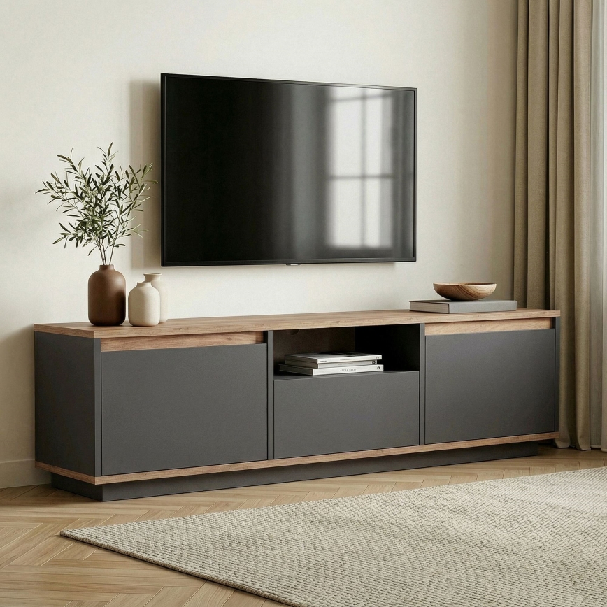 Tv-meubel KREDE 160x30 cm antraciet/grenen