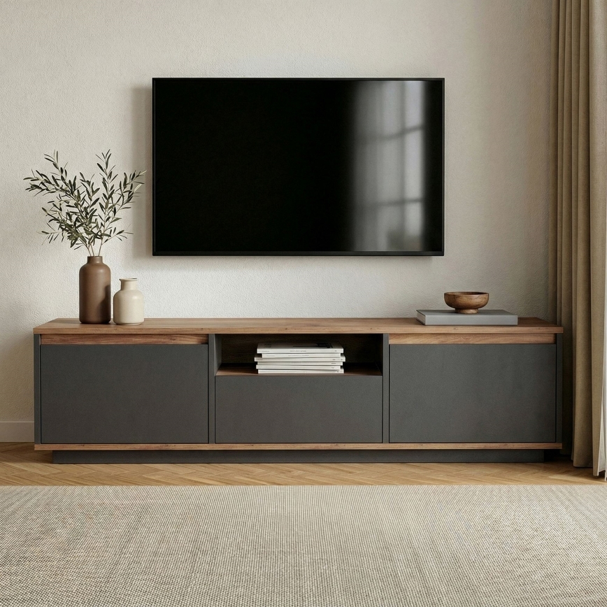 Tv-meubel KREDE 160x30 cm antraciet/grenen