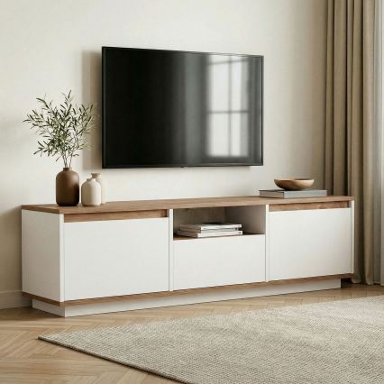TV-meubel KREDE 160x30 cm wit/grenen