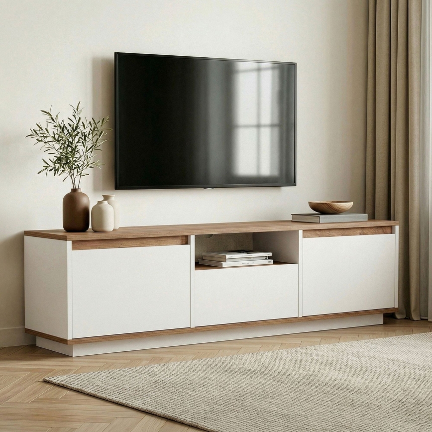 TV-meubel KREDE 160x30 cm wit/grenen