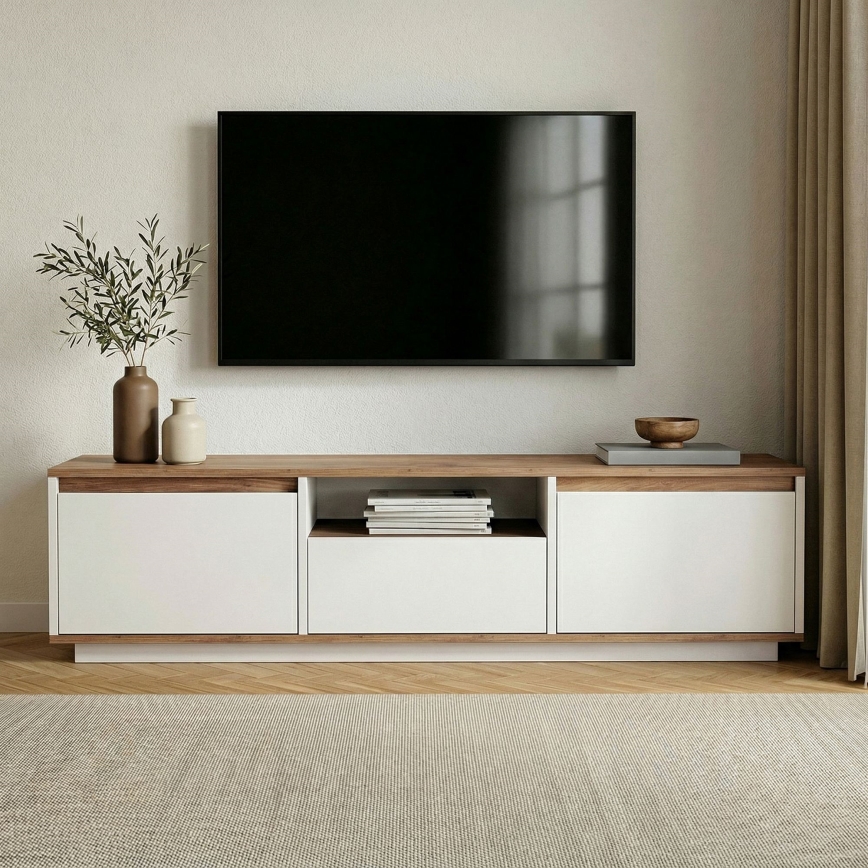 TV-meubel KREDE 160x30 cm wit/grenen