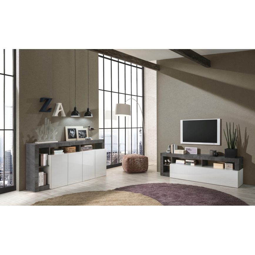 TV-meubel LENOR wit/antraciet