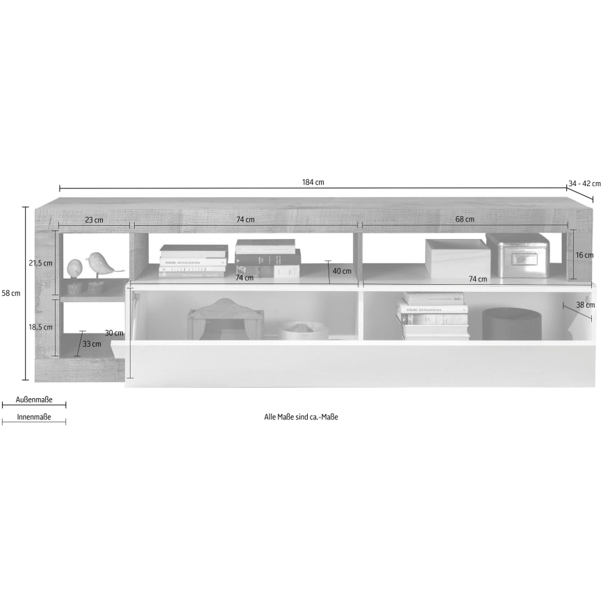 TV-meubel LENOR wit/antraciet