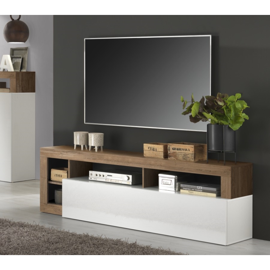TV-meubel LENOR wit/eik