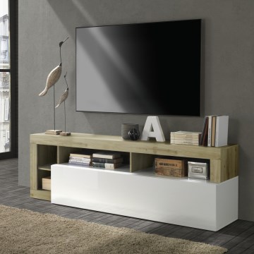 TV-meubel LENOR wit/licht eiken