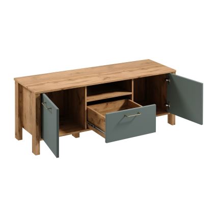 TV-meubel MENTA 138x49 cm eik wotan/groen