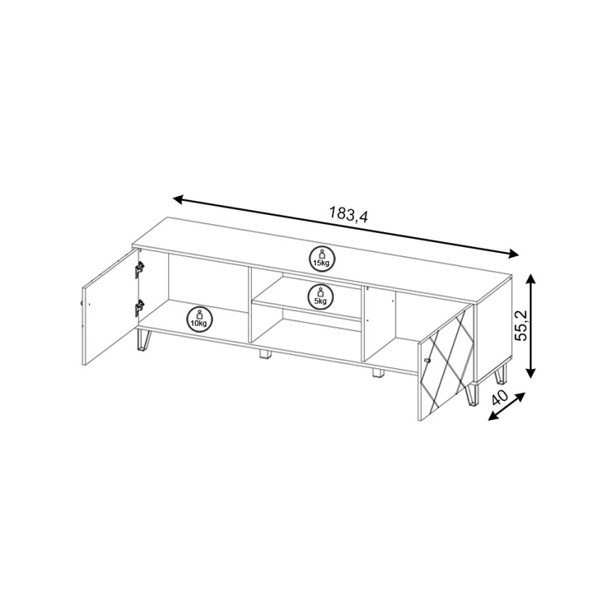 TV-meubel SULA artisan eiken/wit