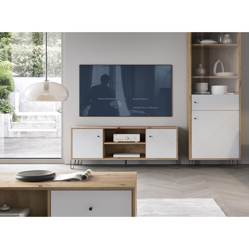 TV-meubel SULA eiken artisan/wit