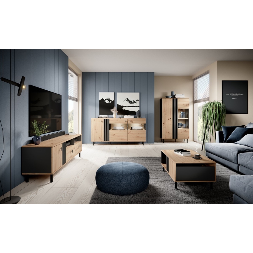 TV-tafel BADIA eiken/antraciet