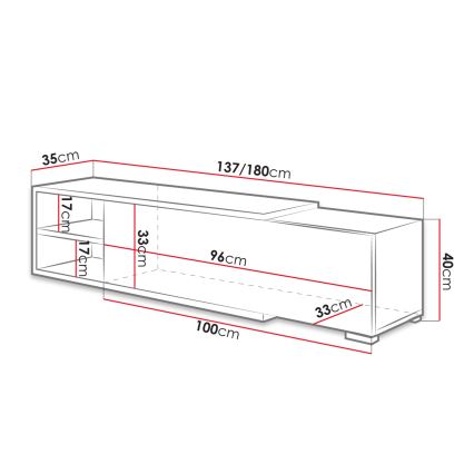 TV tafel CLIF 40x180 cm wit