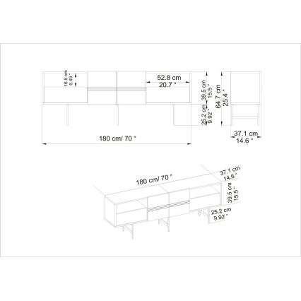 TV Tafel DERIN 65x180 cm zwart