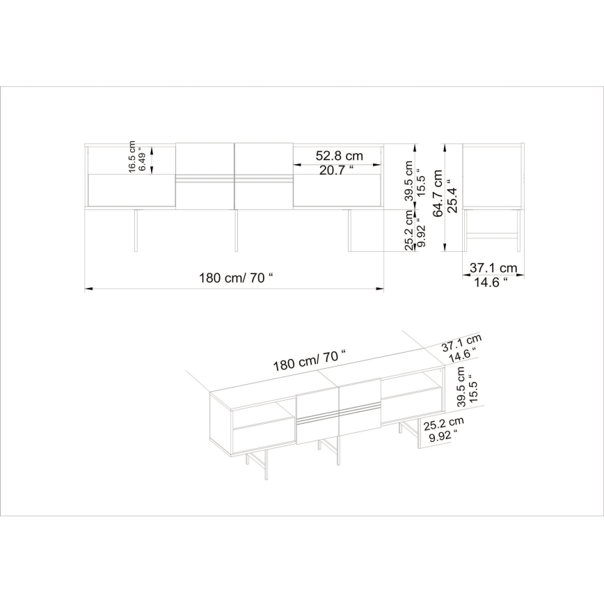 TV Tafel DERIN 65x180 cm zwart