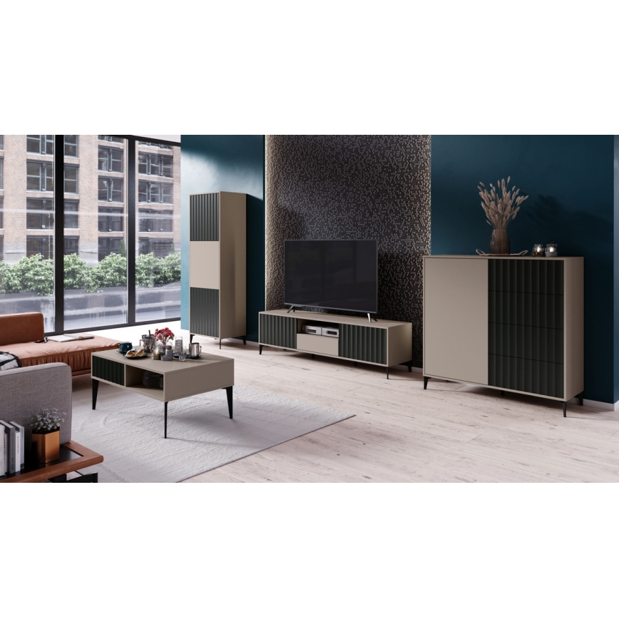TV-tafel met een drawer RONJA taupe/zwart