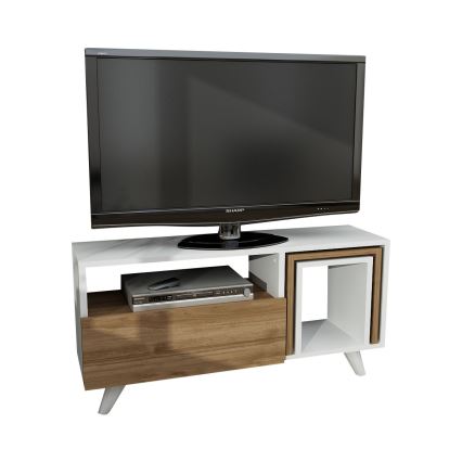 TV tafel NOVELLA 51x90 cm wit/bruin