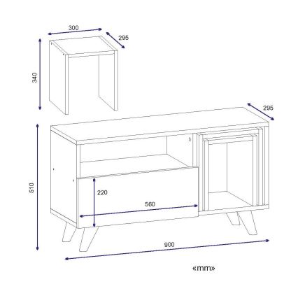 TV tafel NOVELLA 51x90 cm wit/bruin