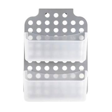 Twee-laags hangende doucheplank 12x35,5 cm grijs/wit