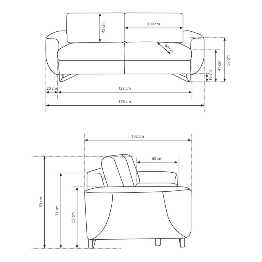 Twee-zitsbank AVESTA antraciet