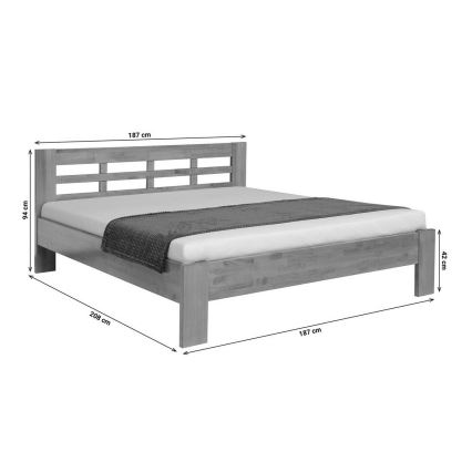 Tweedeursbed van massief hout ANGELA 180x200 cm licht walnoot