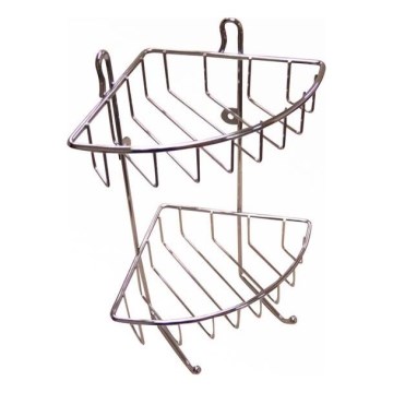 Tweelaagse douchewandplank 22,5x30 cm glanzend chroom
