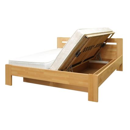 Tweepersoonsbed met lattenbodem en opbergruimte van massief AMARA 180x200 cm beukenhout