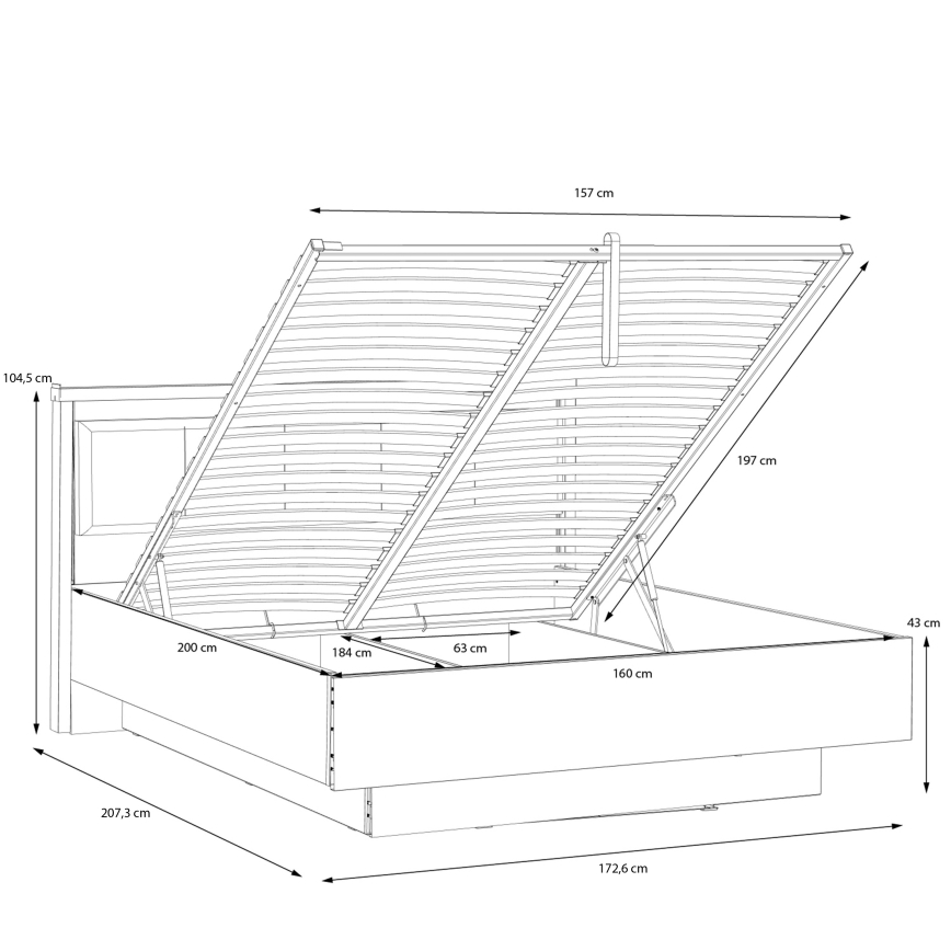 Tweepersoonsbed met opbergruimte OREN 160x200 cm bruin/zwart
