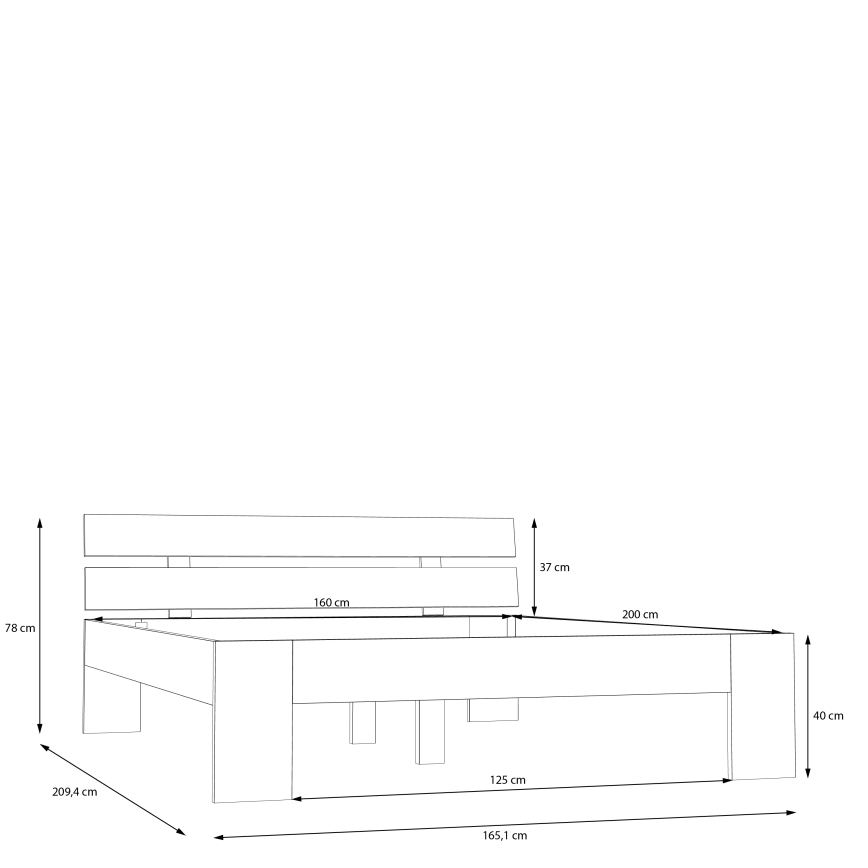 Tweepersoonsbed PIROA 160x200 cm beige