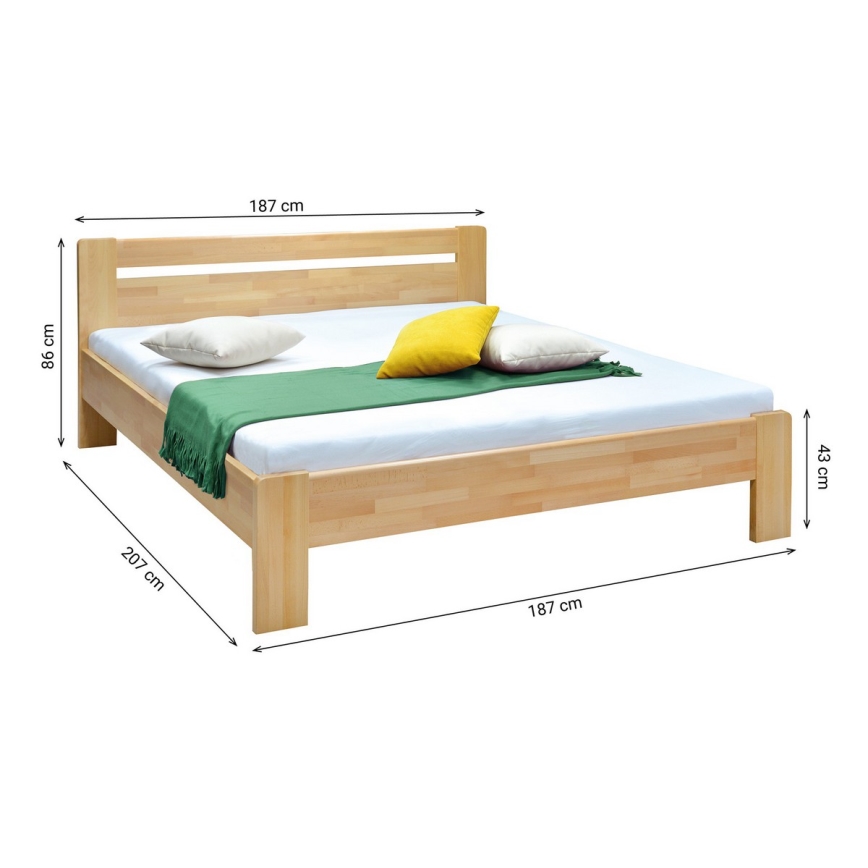 Tweepersoonsbed van massief hout AMARA 180x200 cm beuken