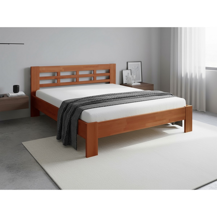 Tweepersoonsbed van massief hout ANGELA 180x200 cm pruim