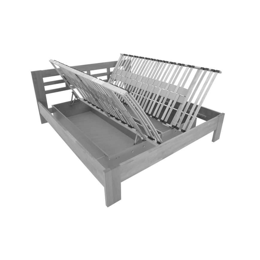 Tweepersoonsbed van massief hout met opbergruimte ANGELA 180x200 cm walnoot