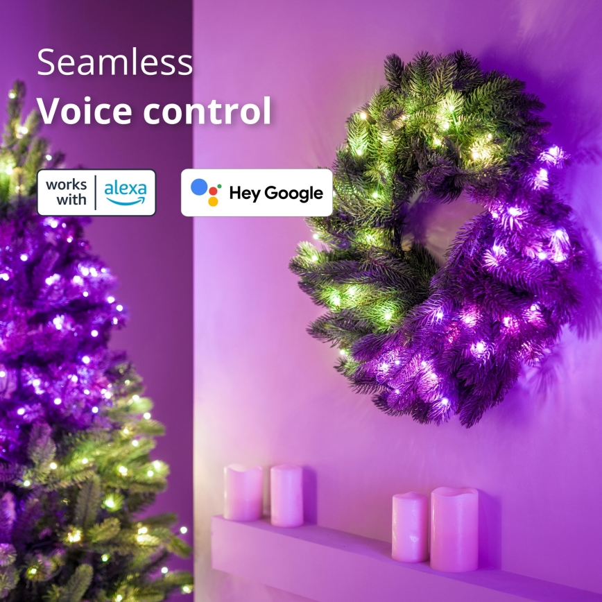Twinkly - LED RGB Dimbaar Kerstkrans 50xLED diameter 60 cm Wi-Fi