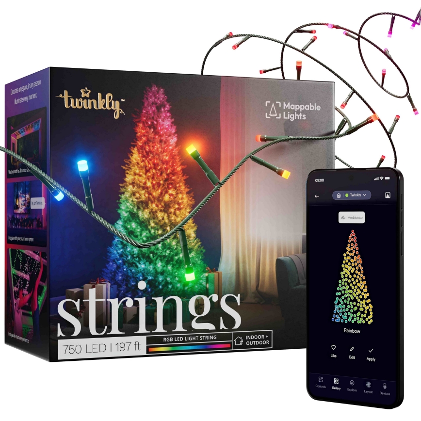 Twinkly - LED RGB Dimbaar buitenshuis Kerst lichtsnoer STRINGS 750xLED 63,5m IP44 Wi-Fi