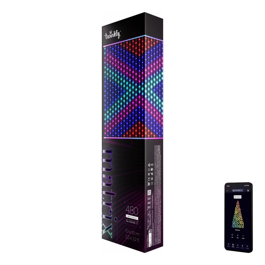 Twinkly - LED RGB Dimbaar Kerst gordijn MATRIX 480xLED 1x1 m Wi-Fi