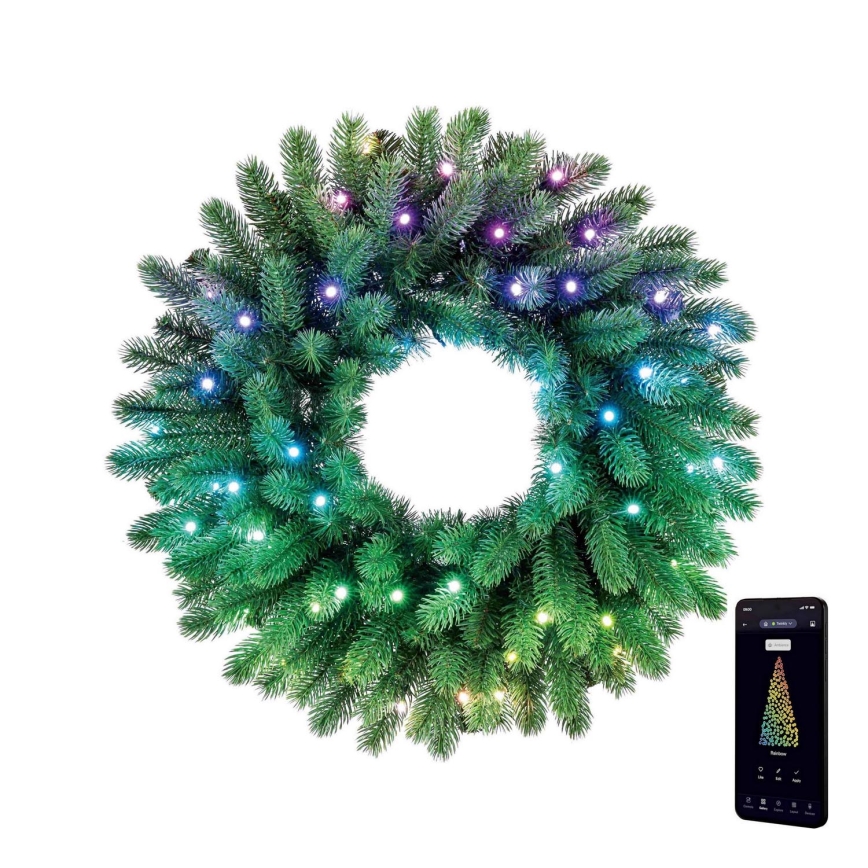 Twinkly - LED RGB Dimbaar Kerstkrans 50xLED diameter 60 cm Wi-Fi