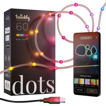 Twinkly - LED RGB Dimbare kerstketting DOTS 60xLED 7 m USB Wi-Fi