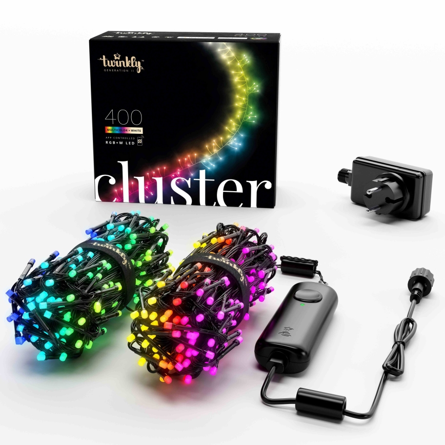 Twinkly - LED RGBW Dimbaar buitenshuis Kerst lichtsnoer CLUSTER 400xLED 9,5m IP44 Wi-Fi