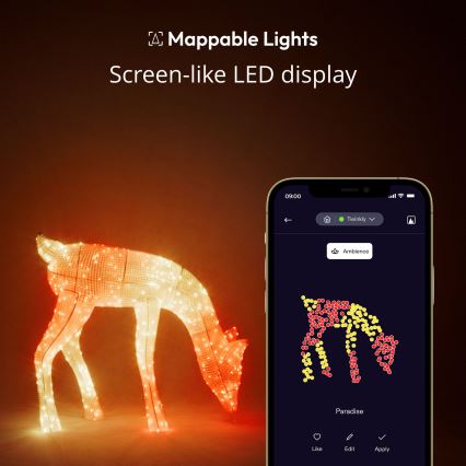 Twinkly - LED RGBW Dimbaar buitenshuis Kerstmis rendier REINGEERS 160xLED IP44 Wi-Fi