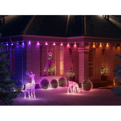 Twinkly - LED RGBW Dimbaar buitenshuis Kerstmis rendier REINGEERS 240xLED IP44 Wi-Fi