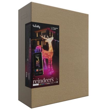 Twinkly - LED RGBW Dimbaar buitenshuis Kerstmis rendier REINGEERS 240xLED IP44 Wi-Fi