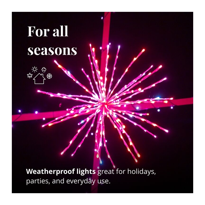 Twinkly - LED RGB Dimbaar buitenshuis kerstster SPRITZER 200xLED IP44 Wi-Fi