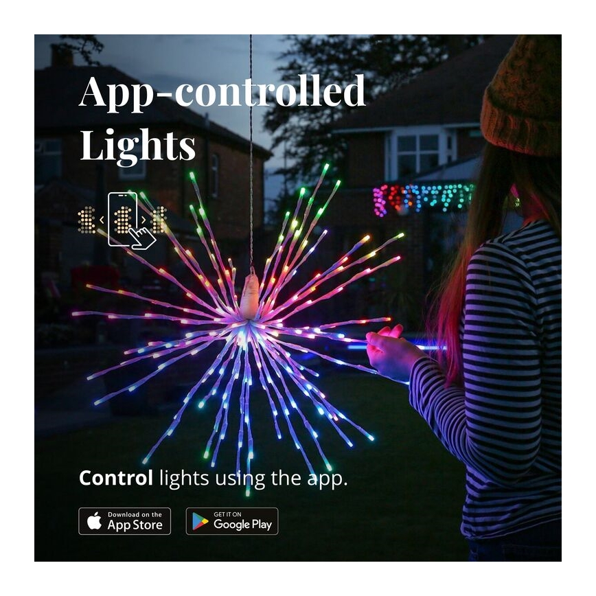 Twinkly - LED RGB Dimbaar buitenshuis kerstster SPRITZER 200xLED IP44 Wi-Fi