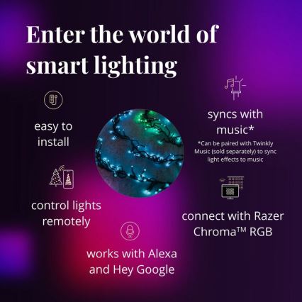 Twinkly - LED RGBW Dimbaar buitenshuis Kerst lichtsnoer CLUSTER 400xLED 9,5m IP44 Wi-Fi