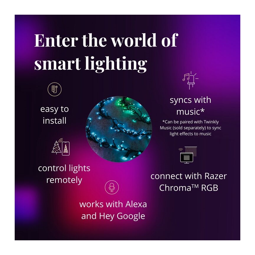 Twinkly - LED RGBW Dimbaar buitenshuis Kerst lichtsnoer CLUSTER 400xLED 9,5m IP44 Wi-Fi
