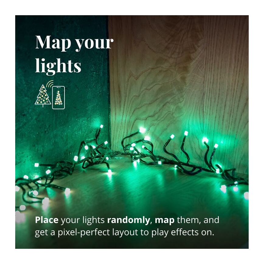 Twinkly - LED RGBW Dimbaar buitenshuis Kerst lichtsnoer CLUSTER 400xLED 9,5m IP44 Wi-Fi