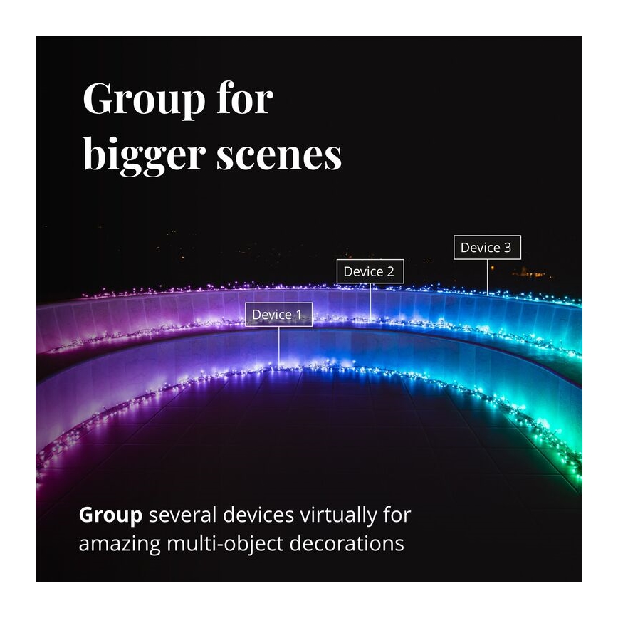 Twinkly - LED RGBW Dimbaar buitenshuis Kerst lichtsnoer CLUSTER 400xLED 9,5m IP44 Wi-Fi