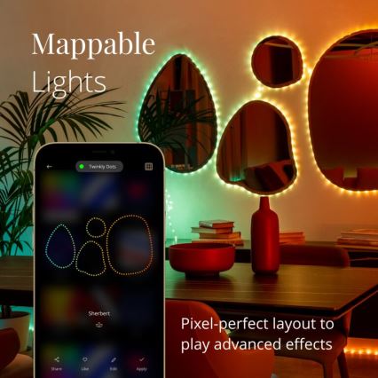 Twinkly - LED RGB Dimbare strip DOTS 60xLED 3 m Wi-Fi USB