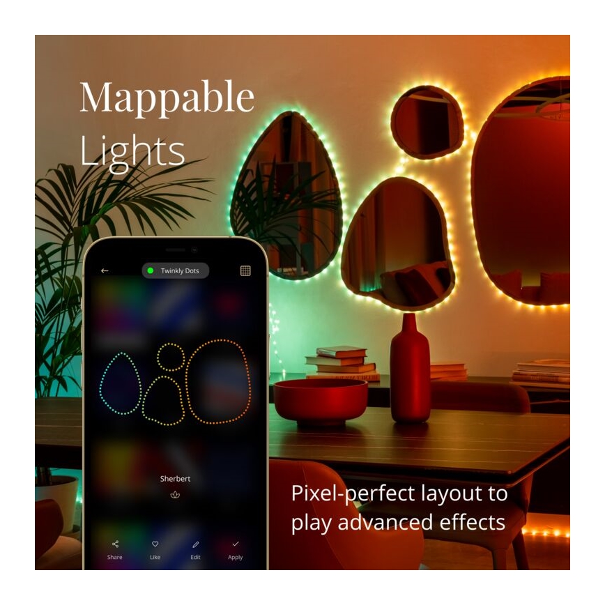 Twinkly - LED RGB Buiten dimbaar strip DOTS 400xLED 20 m IP44 Wi-Fi