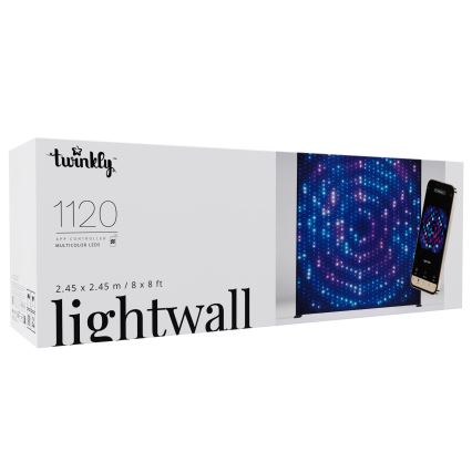 Twinkly - LED RGBW dimbare, muziekgestuurde buitenlichtwand LIGHTWALL 1120xLED 2,6x2,7 m IP44 Wi-Fi + Music Dongle