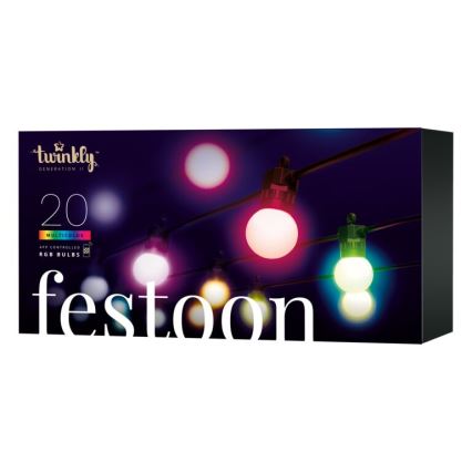 Twinkly - LED RGB Dimbaar buitenshuis Decoratieve lichtsnoer FESTOON 20xLED 14m IP44 Wi-Fi