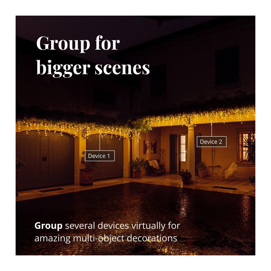 Twinkly - LED Dimbaar buitenshuis Kerst gordijn ICICLE 190xLED 11,5m IP44 Wi-Fi